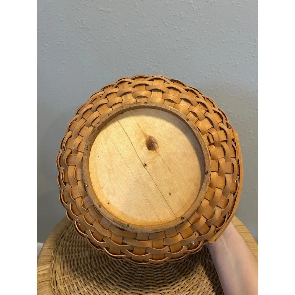 Vintage Splint Wood Bread Basket Open Face